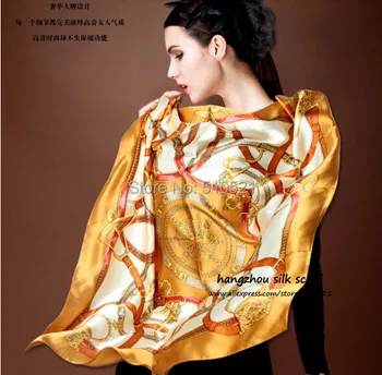 

2020 spring 90 square scarf satin silk multi color women hijab bandana silk head scarves cape shawl