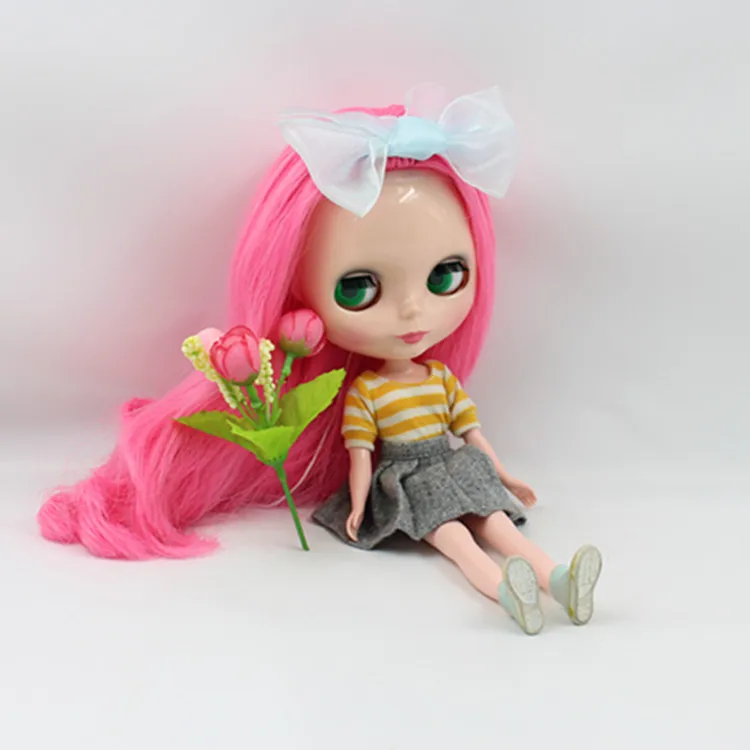 Обнаженная кукла для серии № 2369 розовые волосы длинные волосы - Цвет: No Bangs