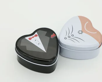 

500 pcs Candy Tin Boxes for Wedding Ceremony Party Stuff Favors Tuxedo Bride Design Chocolate Gifts