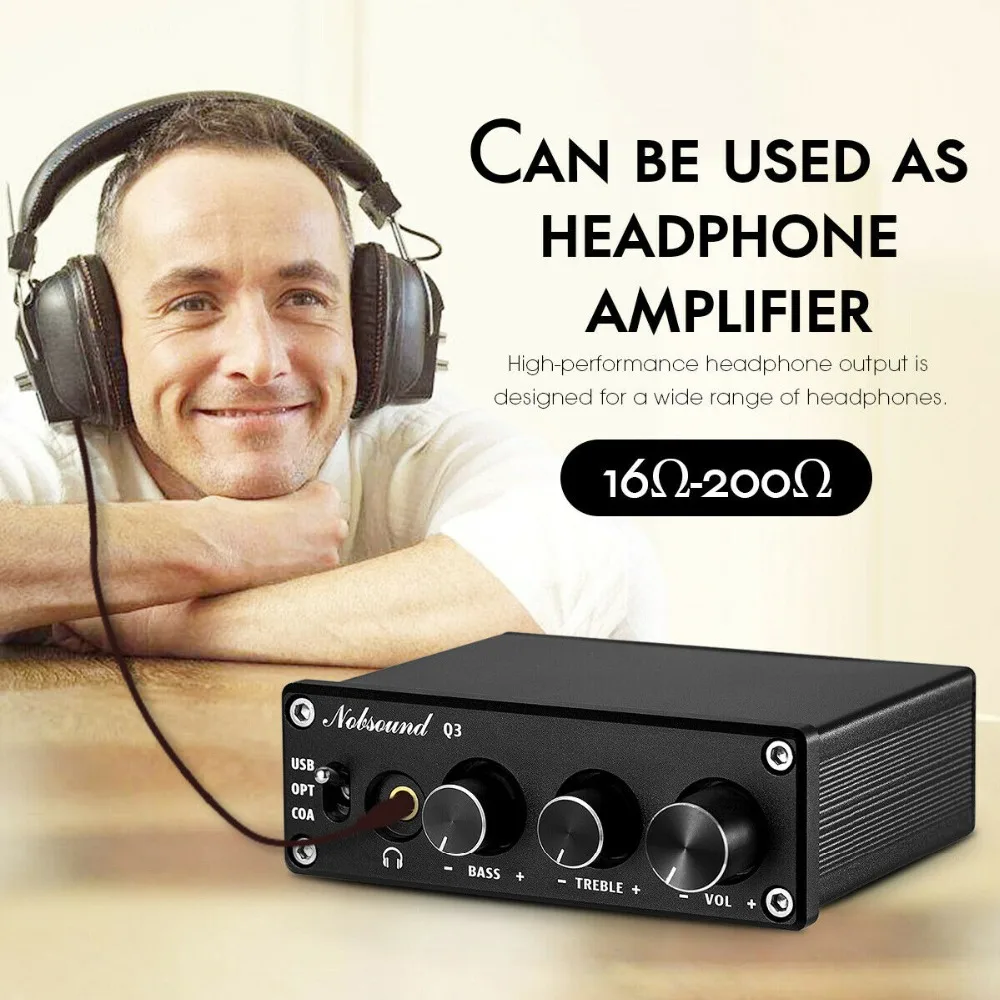 Nobsound usb-усилитель для наушников класса Hi-Fi мини цифро-аналоговый конвертер Цифровой коаксиальный/Опт усилитель для наушников с высокими частотами управление НЧ