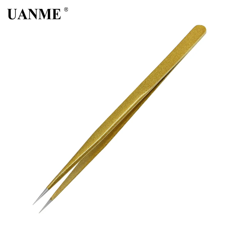 

UANME 1Pcs Straight Tweezers Gold Eyelash Extension Nails Decor Picker Dead Skin Remover Manicure Makeup Nail Tools SWDT V3-SSa