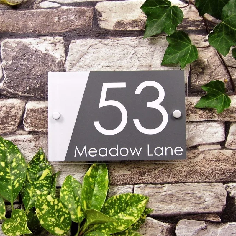 House Name Modern Acrylic Door Number House Sign Street Address Property Card