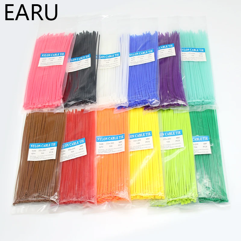 200mm Self-locking Nylon Cable Ties 8inch 100pcs Plastic Zip Tie 18 Lbs Black Wire Binding Wrap Straps SGS UL Certified Fastener