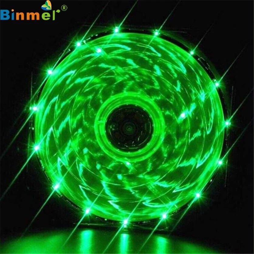 

Binmer Factory Price Green 15 LED Light Quite 120mm DC 12V 4Pin PC Computer Case Cooling Cool Fan Mod June08 Drop Shipping