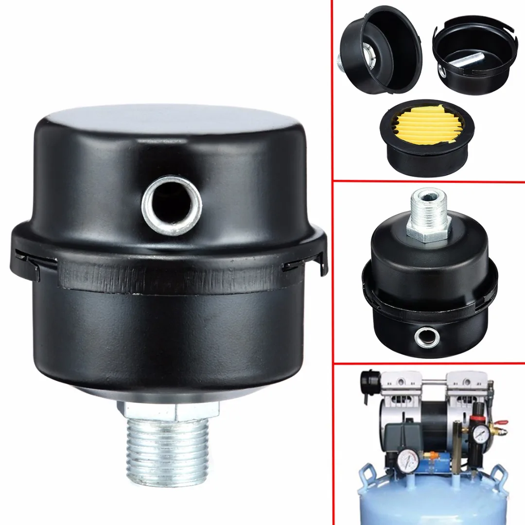 1pc 5/8" Air Filter Silencer Black Thread Metal Intake Filter Noise