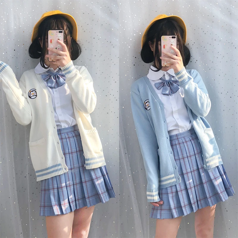 

2019 New Mori Girl Suit Jk Uniform Sweater + Long-sleeved Shirt + Skirt Japan Style Suit Student Uniform Three-piece Suit