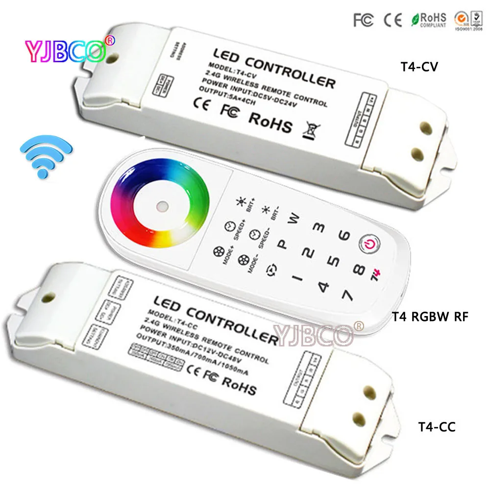 

New LED RGBW Controller T4 2.4G Remote 8 Zone Wireless Sync/zone RGBW Controller T4-CV receiver for RGBW led strip