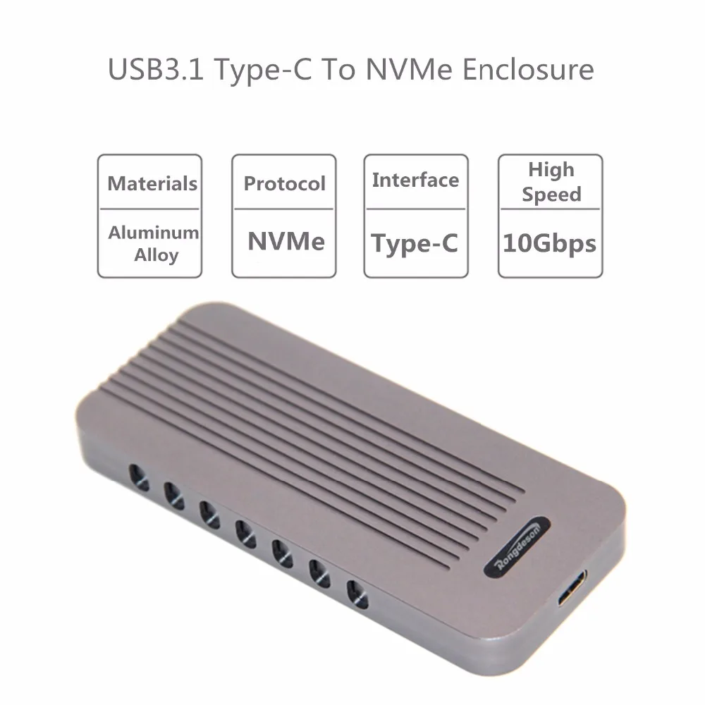 Металлический внешний корпус M.2 до 10 Гбит/с USB 3,1 type C NVMe PCIe 3,0 SSD чехол M Key NGFF USB3.1 HDD Box C to C Кабельный адаптер