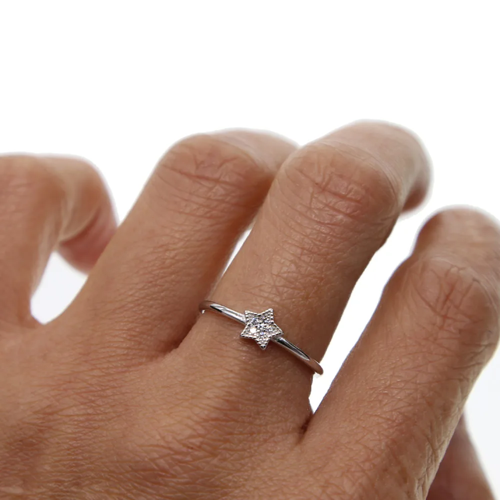 100 925 fine silver ring cubic zirconia Paved Pretty elegant Stars