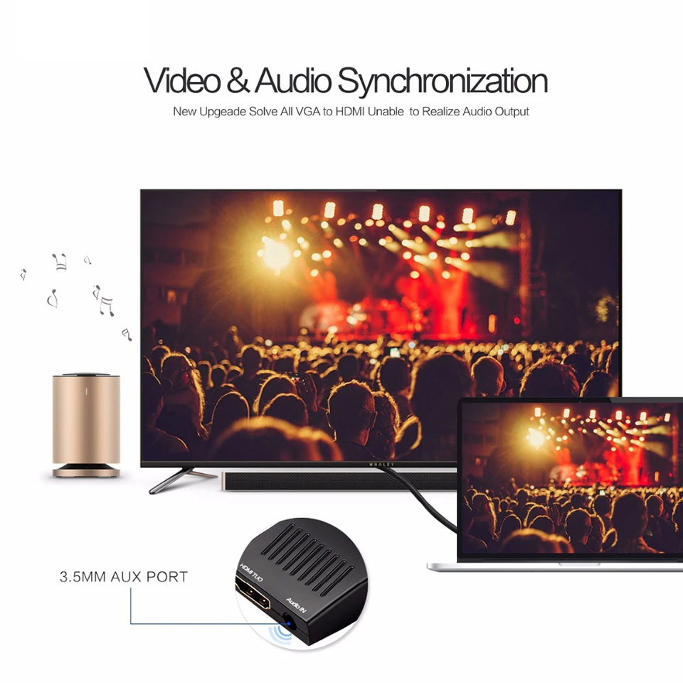 QGeeM VGA إلى HDMI محول محول 1080 P VGA محول HDMI لأجهزة الكمبيوتر المحمول إلى HDTV العارض الفيديو محول صوت