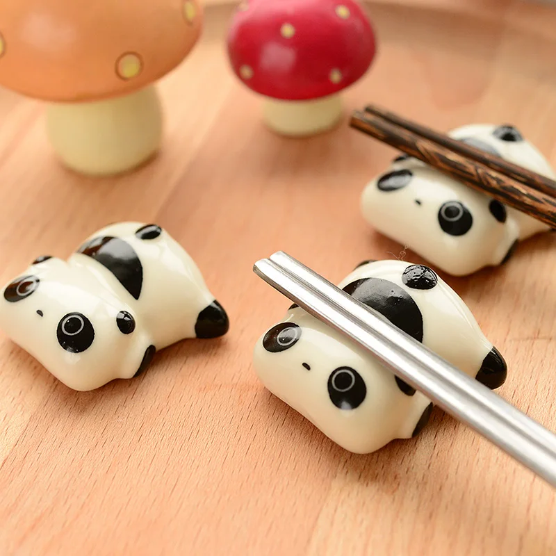 Super Cute Panda Chopsticks Holder Stand Ceramic Chopsticks Forks