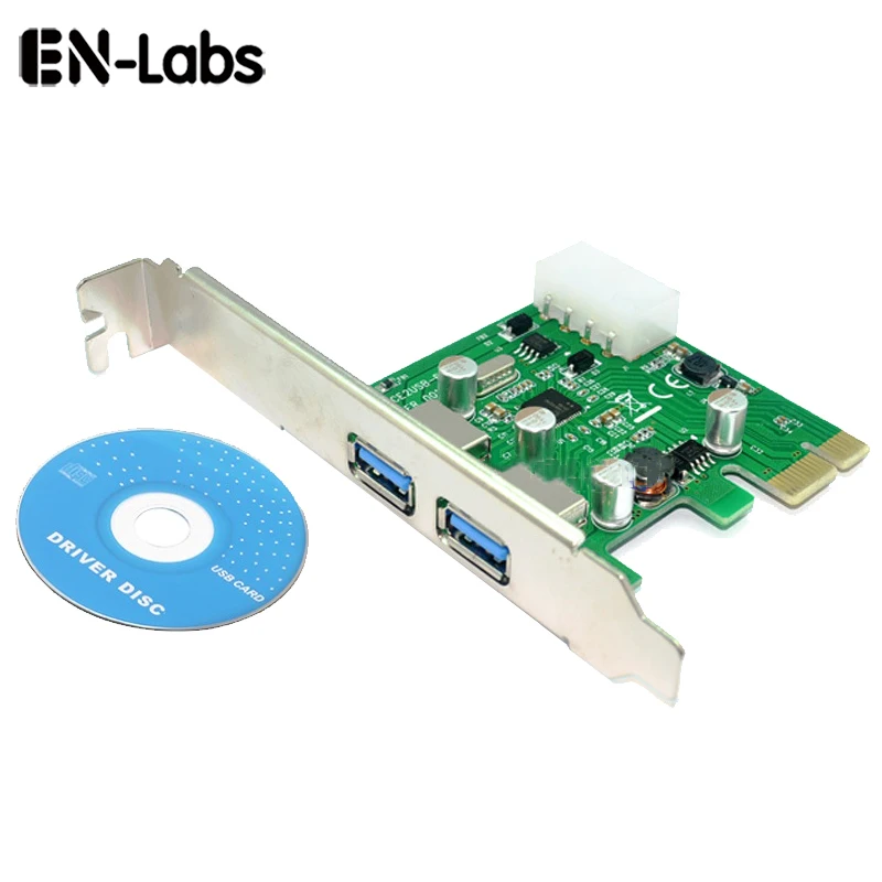 En-Labs 2 Порты PCIE PCI-e к USB 3,0 карты расширения usb-хаб контроллер сетевая карта адаптер для настольных ПК w/Molex 4 pin Мощность