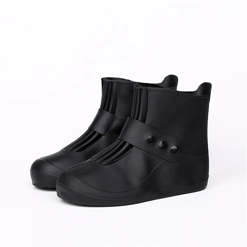 Милые дождевые сапоги для детей, набор для мужчин и женщин, непромокаемые чехлы для дождливой погоды, унисекс, Нескользящие толстые износостойкие однотонные Чехлы для обуви - Цвет: Черный
