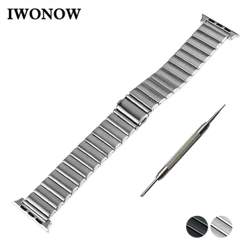 

Stainless Steel Watchband for Apple Watch iWatch 38mm 42mm Press Buckle Band Wrist Strap Bracelet Black Silver + Tool + Adapters
