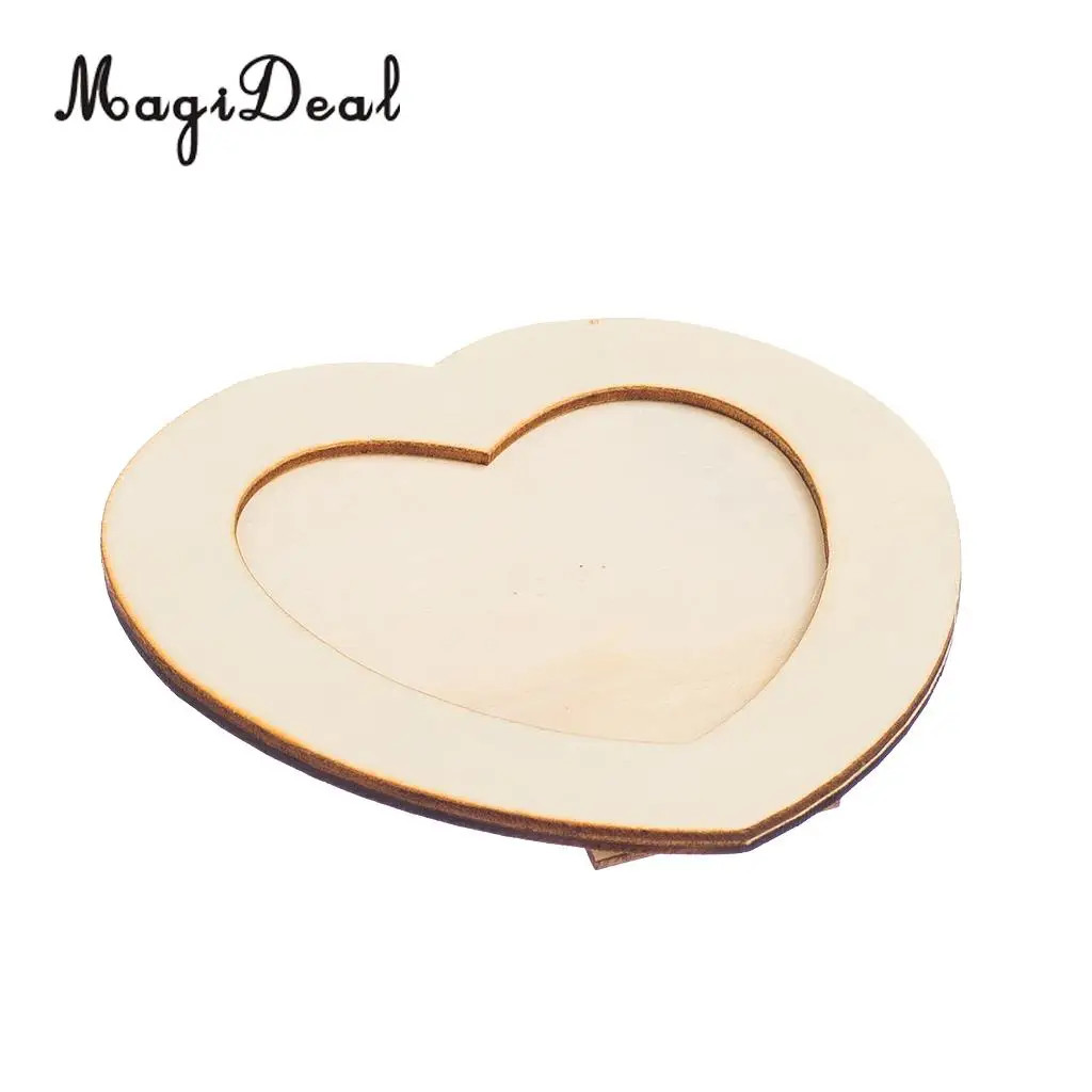 MagiDeal Wooden LOVE HEART Photo Frame DIY Picture Frame Art Craft Base Photo Frame Wedding Child Birthday Gift