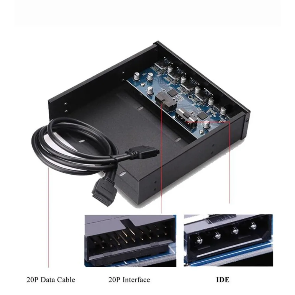 

Computer Front Panel Optical drives 4 Ports USB 3.0 + 2 Ports Type-C Internal Expansion Bracket Mount HUB Bay