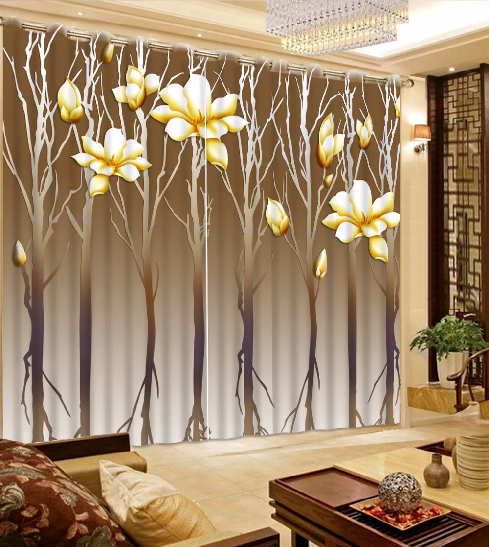 Затемненные 3D занавески s красивый цветочный дизайн занавески для спальни моющиеся полиэстер/хлопок занавески s фото шторы