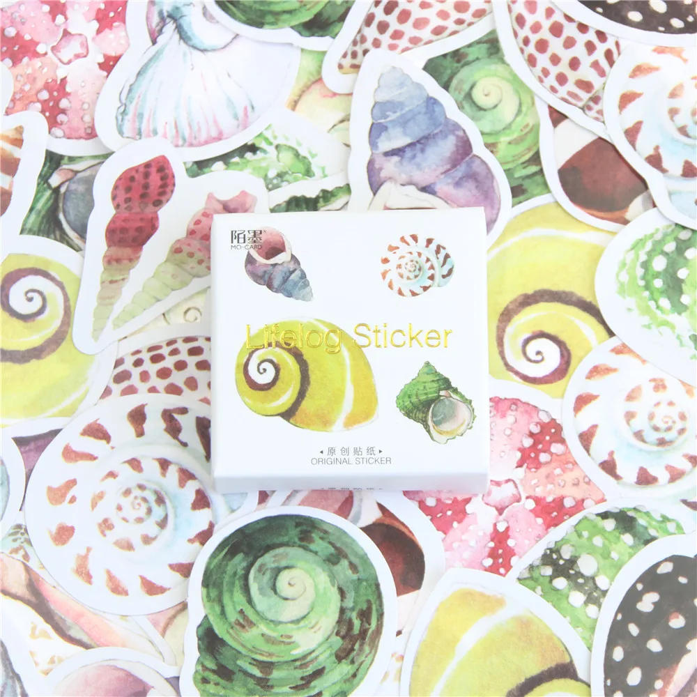 45 Pieces Box Of Mini Shell Stickers Card Wow Iraq Decorative Stationery Stickers Diy Album Diary