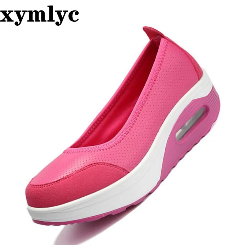 

Female thick bottom increased sneakers leisure shallow mouth flat shoes solid color round head set foot comfortable single shoes