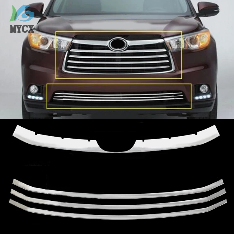 

2014 2015 For Toyota Highlander ABS Chrome Front Grille Around Trim Racing Grills Trim(7pcs)