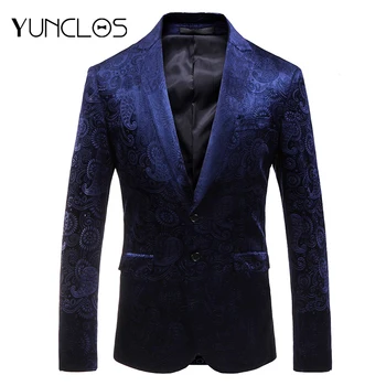 

YUNCLOS Classic Paisley Blazer for Men Slim Fit Male Wedding Party Suit Jackets Jacquard Mens Blazer Jackets blazer masculino