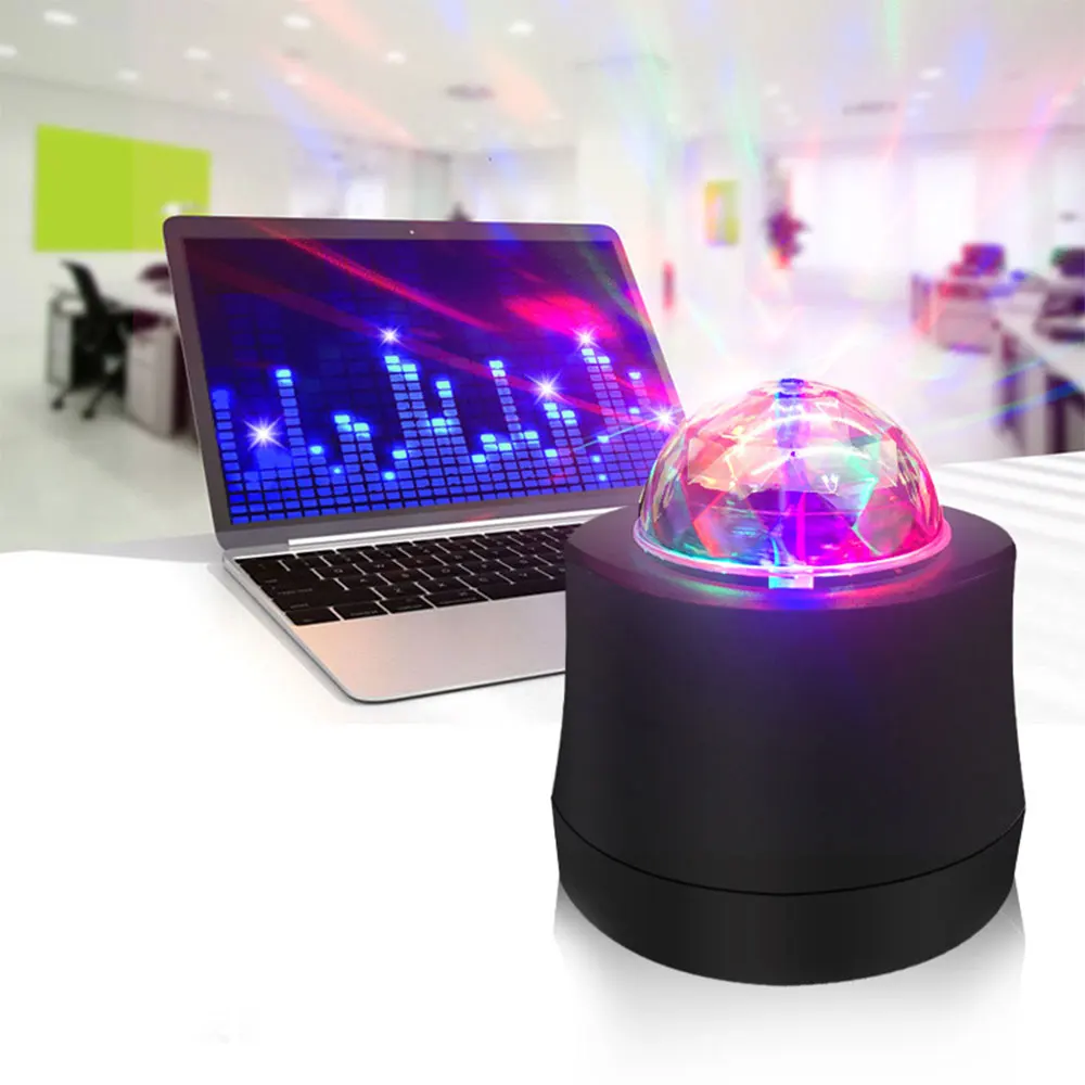 

USB Power LED Disco Ball Light Music Control Ball Stage Effect Soundlights Supply DJ Magic Project Laser Party Lights