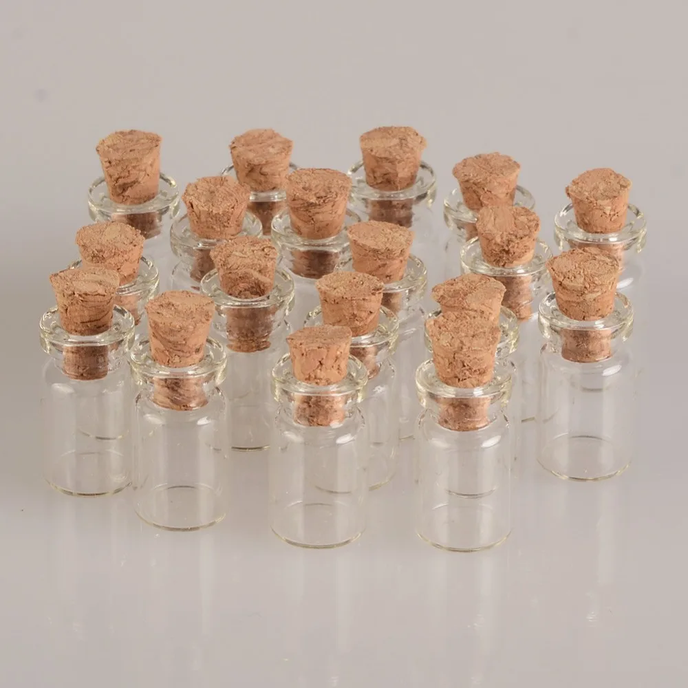 Mini Glass Bottles With Cork 10*18*5mm 0.5ml Empty Small Wishing Bottle Glass Vials Jars 300pcslot 2