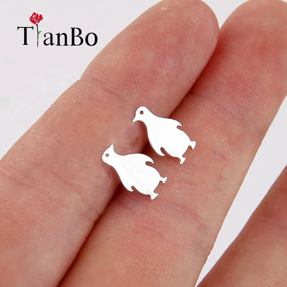 Новые серьги гвоздики с животными в виде мультяшного пингвина TianBo для женщин и