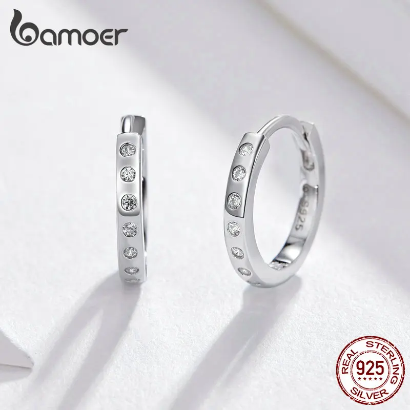 Женские серьги кольца из стерлингового серебра 925 пробы BSE101|Серьги-кольца| |