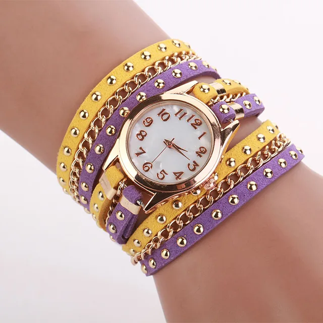 7 Colors Luxury Brand Women's Watches Casual PU Leather Korean Crystal Rivet Bra 7 Colors Luxury Brand Women's Watches Casual PU Leather Korean Crystal Rivet Bra