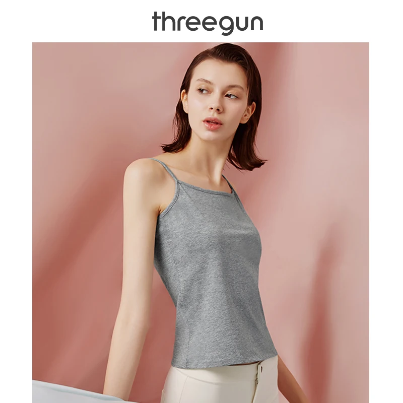 THREEGUN 2 шт./упак. летние Для женщин майка из хлопка Camisola танки стильная женская обувь солидные безрукавки жилеты дышащие плечевые из джерсовой ткани детский комбинезон Slim Fit