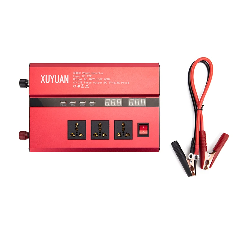 

Dual USB 3000W Watt DC 12V to AC 110V/220V Portable Car Power Inverter Charger Converter Adapter