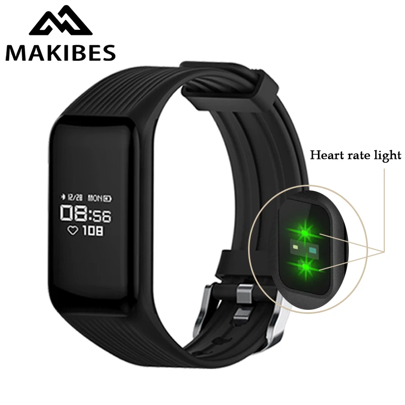 

Makibes HR2 Bluetooth 4.0 Smart Bracelet IP67 waterproof Fitness Sport Band Continuous Heart Rate Monitor Men Women Wristband