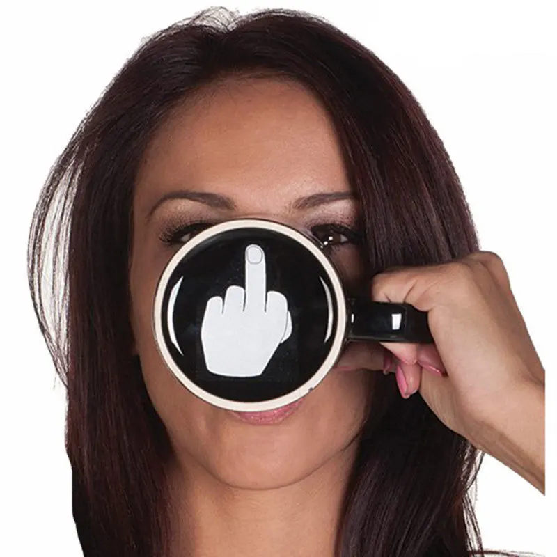 

Creative Coffee cup Middle Finger Funny Milk Tea Cups Novelty Birthday Gift For Girls Girlfriends Ceramics Teacups Drinkware