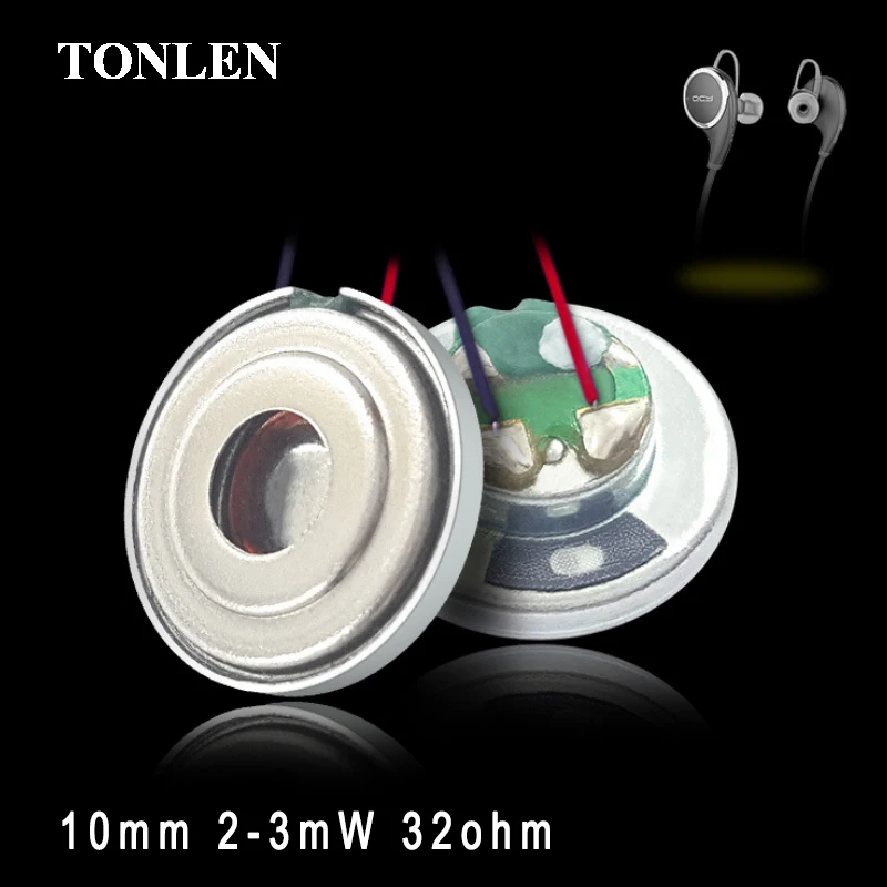 

MACGARSEN 2pcs Round 3mW 32ohm 10mm Subwoofer Bluetooth Headphone Speaker Unit Non-paper Diaphragm Full Frequency Headphone Unit
