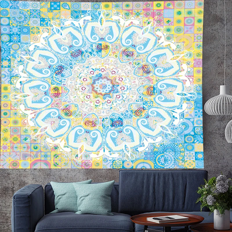 

Indian Mandala Tapestry Bohemian Retro Geometry Polyester Wall Hanging Table Cloth Curtain Blanket Yoga Mat Blanket Sandy Beach
