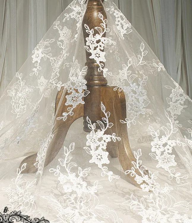 

Modern Style Three-dimensional Embroidered Tulle Lace Car Bone Fabric Wedding Hand DIY Full Dress Material Garment Accessories
