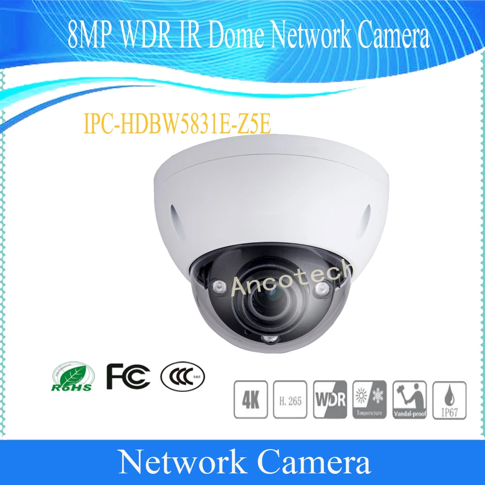 

Free Shipping DAHUA Security Camera 8MP WDR IR Dome Network Camera With POE+ IP67 SD Card Memory 128G DH-IPC-HDBW5831E-Z5E