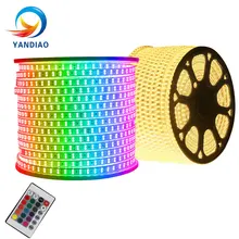 YANDIAO RGB LED Strip Light 5050 Waterproof IP67 AC 220V rgb lights 120leds/m 5050SMD With wireless Controller plug led lighting