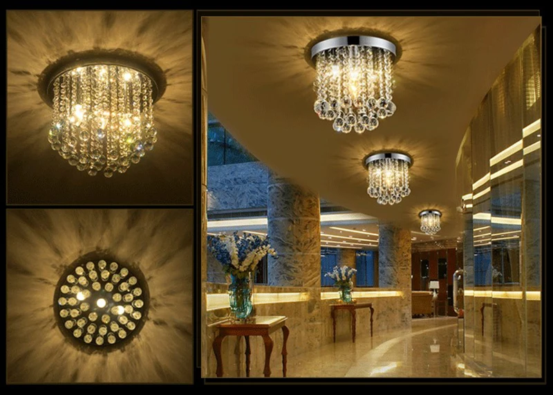 Led de Cristal Sala Estar Lâmpada Moderna Simples Varanda Entrada 3 Luzes e Iluminação