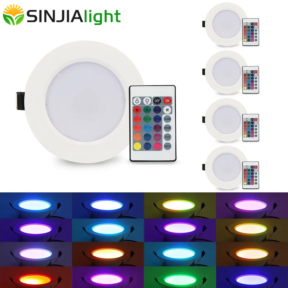 5 шт./лот 10 Вт RGB светодиодные панели круглые потолочные светильники с пультом