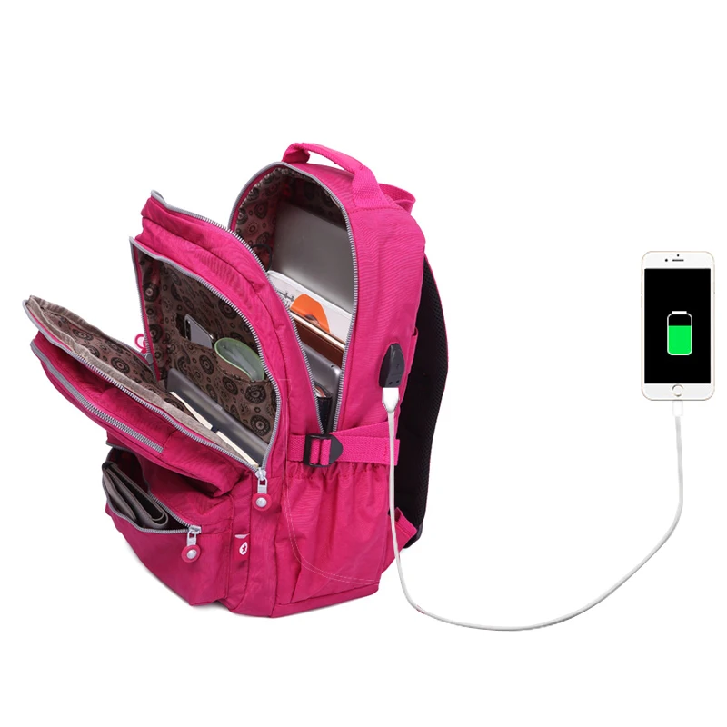Женский водонепроницаемый нейлоновый рюкзак с usb зарядкой Mochila Masculina дорожная
