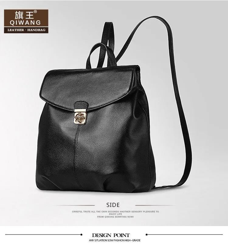 QIWANG бренд натуральная кожа женский рюкзак мягкий натуральный кожаный рюкзак летняя школьная сумка женские рюкзаки с поворотным замком дизайн