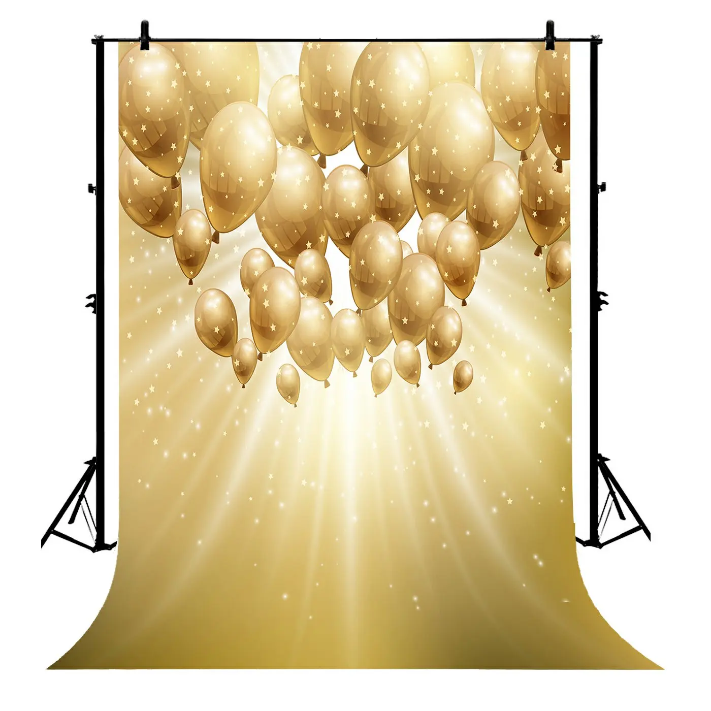 

5x7ft Anniversary Glitter Star Gold Balloons Birthday Wedding Polyester Photo Background Portrait Backdrop
