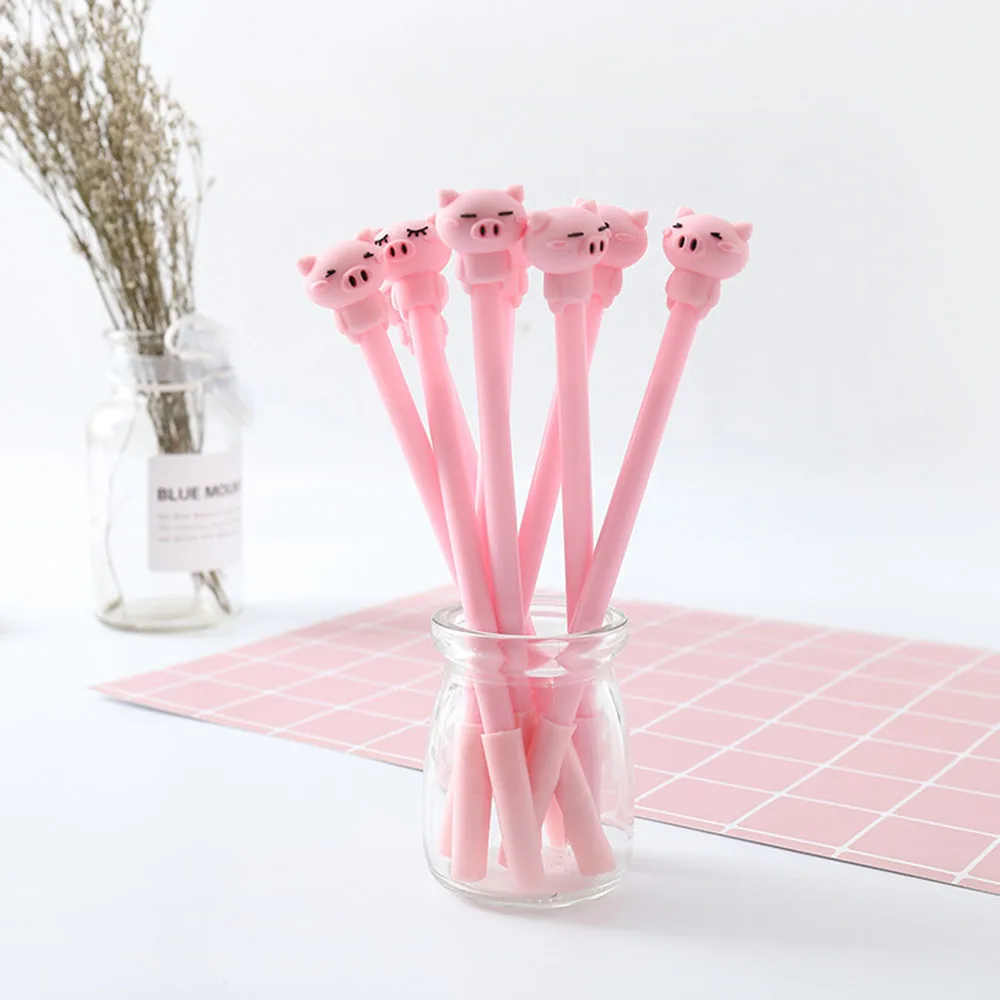 

4Pcs/lot Cartoon Cute Pig Gel Pen Black Writting Pens Canetas Material Escolar Staitonery Paperlaria Office School Supplies