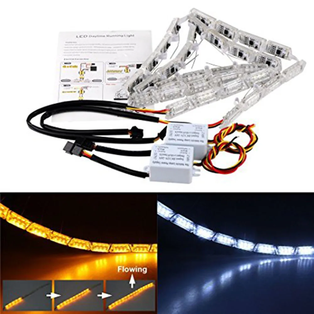 Y 1set Crystal Flowing vinstar led DRL day light high power flexible