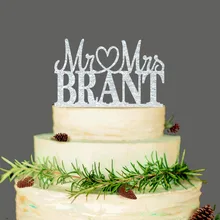 Заказ Свадебный торт Топпер, персонализированные Свадебный торт Топпер, акрил серебряный блеск Свадебная вечеринка украшения, 9 видов цветов