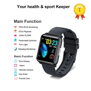 

best selling 1.3inch IPS screen ECG PPG Smart Band Blood Pressure Smart Watch Heart Rate Monitor Pedometer Sports for iphone x