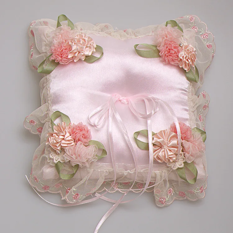 party supplies wedding ring pillow pink flowers ribbon satin bridal wedding ring holder pillow nupcial anel - Wedding Ring Holder party supplies wedding ring pillow pink flowers ribbon satin bridal wedding ring holder pillow nupcial anel - Wedding Ring Holder