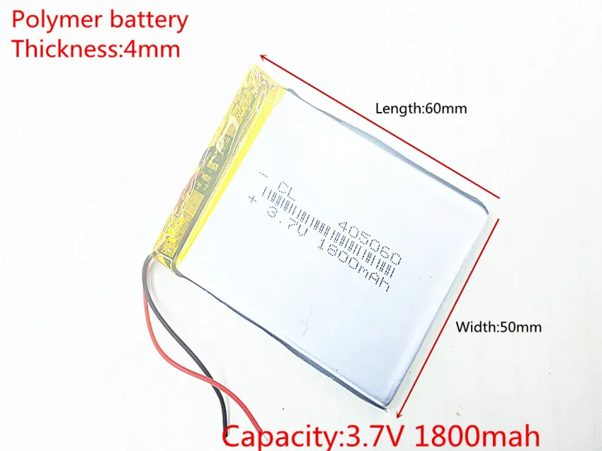 

3.7V 1800mAh 405060 Lithium Polymer Li-Po li ion Rechargeable Battery cells For Mp3 MP4 MP5 GPS PSP mobile bluetooth